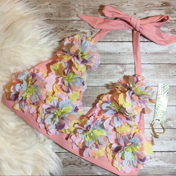 ASOS Other - ASOS Peony 3D Flower Bikini Top Size 14